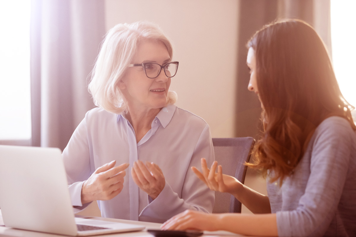 Women discussing finances